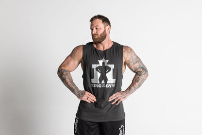 King of the Gym Barnard Singlet - Coal with Silver